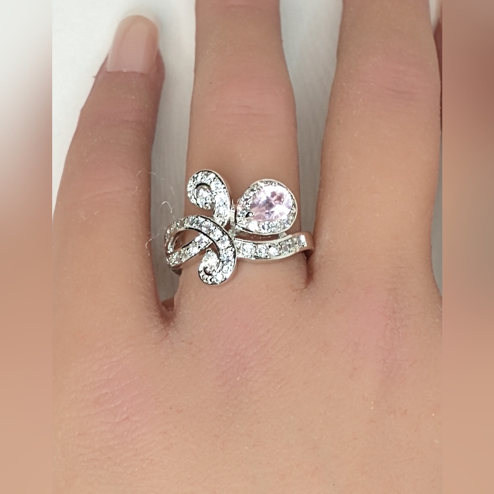 Sterling silver, crystal and CZ ring
